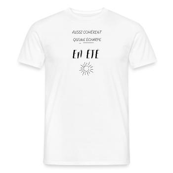 Aussi cohérent qu une écharpe en été - T-shirt homme - blanc - Devant - AI Model Male 178 dark (178cm)