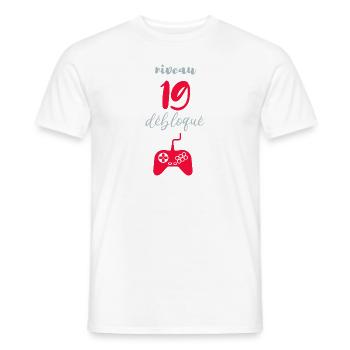 niveau 19 débloqué - T-shirt homme - blanc - Devant - AI Model Male 178 dark (178cm)