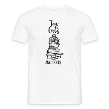 Tea, Cats And Books - Men's T-Shirt - white - Front - AI Model Male 178 dark (178cm)