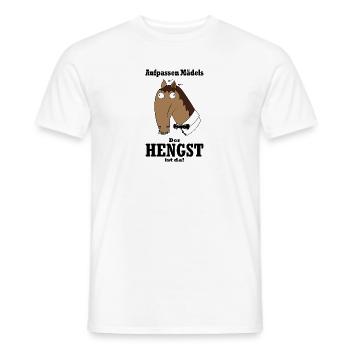 Aufpassen Mädels, der Hengst ist da! - Männer T-Shirt - Weiß - Vorne - AI Model Male 178 dark (178cm)