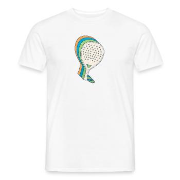 Padel Paddle Racket Tennis Sport I Gift - Men's T-Shirt - white - Front - AI Model Male 178 dark (178cm)