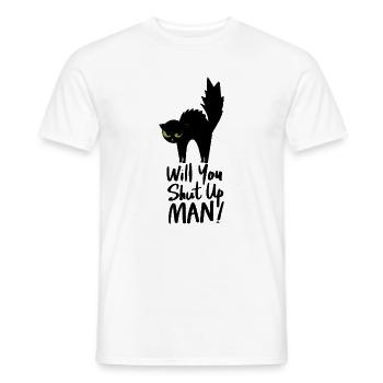 Tête de chat nocturne aux yeux verts - T-shirt homme - blanc - Devant - AI Model Male 178 dark (178cm)