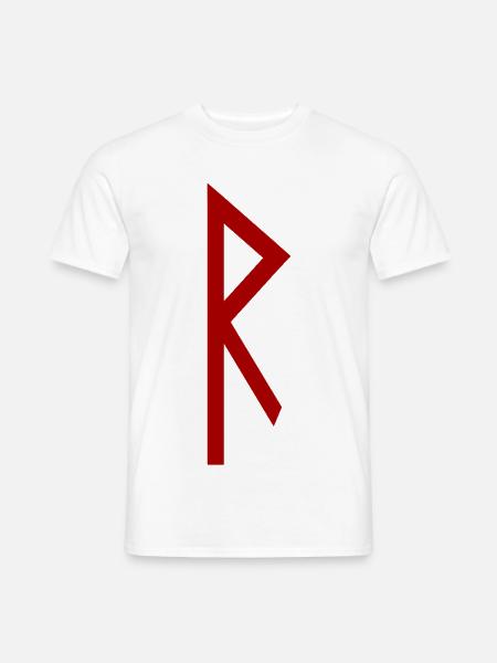 Raidho Rune Rot – Wikinger Futhark Nordisch - Männer T-Shirt - Weiß