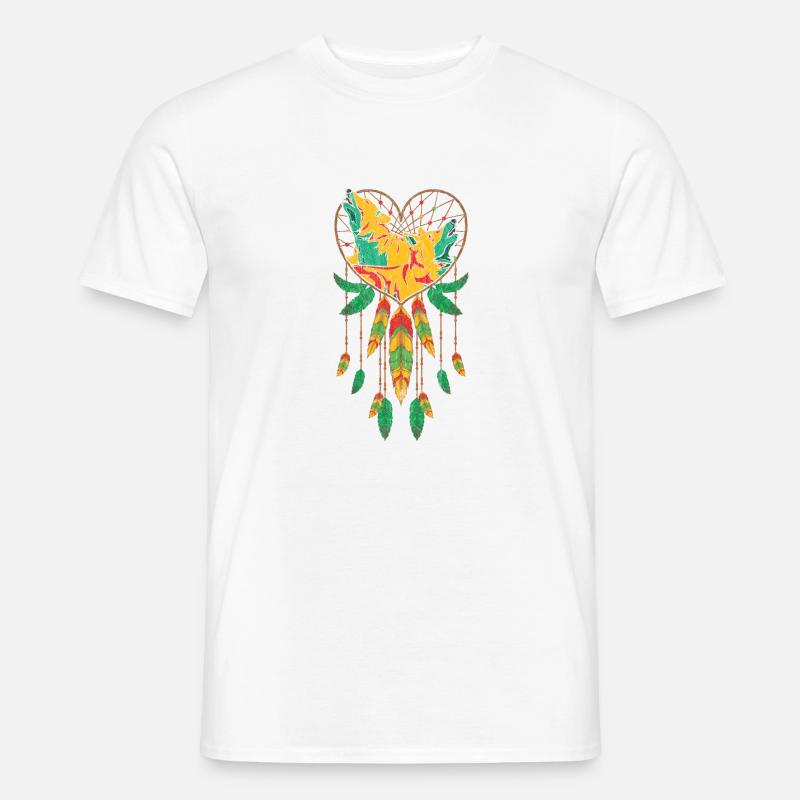 Indianer Boho Traumfänger Geschenkidee Wolf - Männer T-Shirt - Weiß