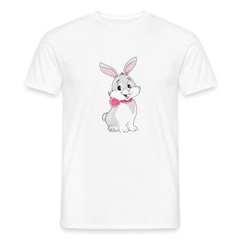 Mignon lapin souriant heureux - T-shirt homme - blanc - Devant - AI Model Male 178 dark (178cm)