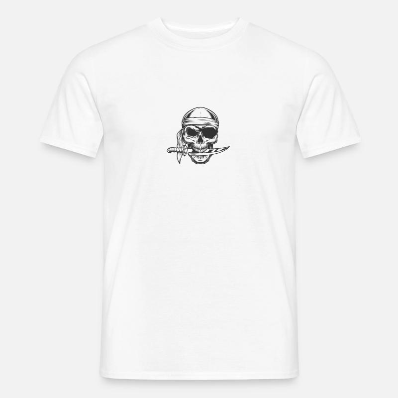 Schädel mit Messer - Männer T-Shirt - Weiß
