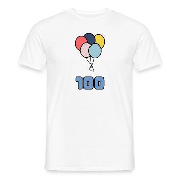 100. 100 YEARS. 100th ANNIVERSARY. BIRTHDAY 100 - Men's T-Shirt - white - Front - AI Model Male 178 dark (178cm)