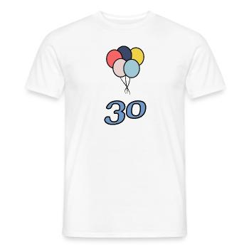 30. 30 YEARS. 30th ANNIVERSARY. 30 YEARS ANNIVERSARY. - Men's T-Shirt - white - Front - AI Model Male 178 dark (178cm)