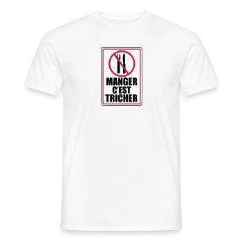 Manger c'est Tricher - T-shirt homme - blanc - Devant - AI Model Male 178 dark (178cm)