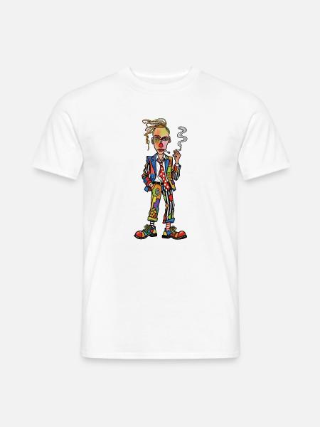Bunter Patchwork-Rebell mit Zigarette - Männer T-Shirt - Weiß