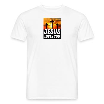 Jésus t’aime - Citation chrétienne - T-shirt homme - blanc - Devant - AI Model Male 178 dark (178cm)