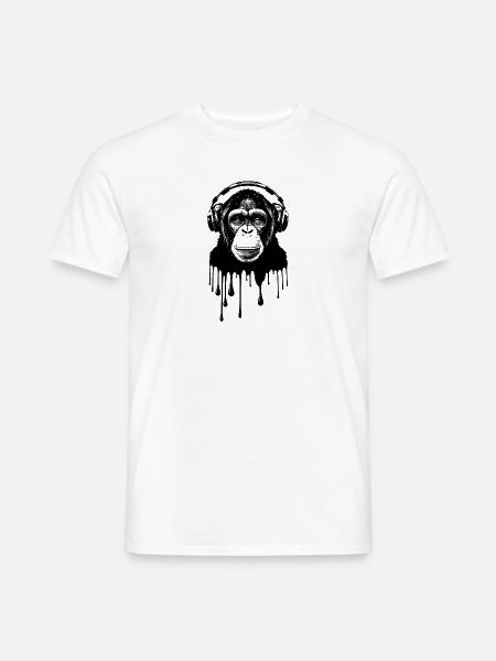 Schimpanse mit Kopfhörer Affe DJ Musik Festival - Männer T-Shirt - Weiß