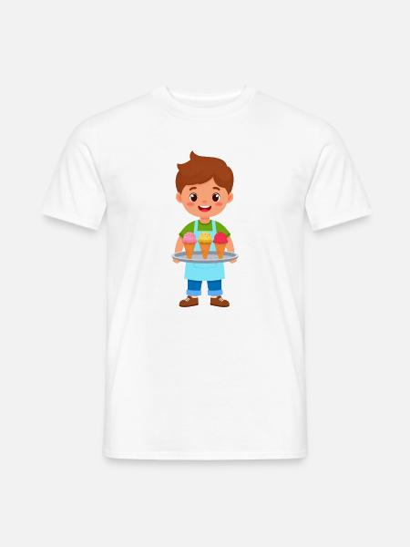 Kleiner Kawaii-Junge mit 3 Waffeleis – Süßes Motiv - Männer T-Shirt - Weiß