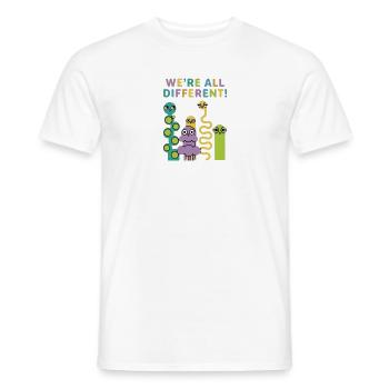 We're All Different! Colorful creatures - Men's T-Shirt - white - Front - AI Model Male 178 dark (178cm)