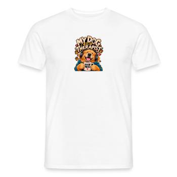Mein Hund ist mein Therapeut - Männer T-Shirt - Weiß - Vorne - AI Model Male 178 dark (178cm)