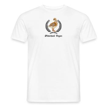 Poussin végétalien à l’ancienne - T-shirt homme - blanc - Devant - AI Model Male 178 dark (178cm)