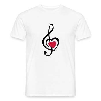 musik rote herz - Männer T-Shirt - Weiß - Vorne - AI Model Male 178 dark (178cm)