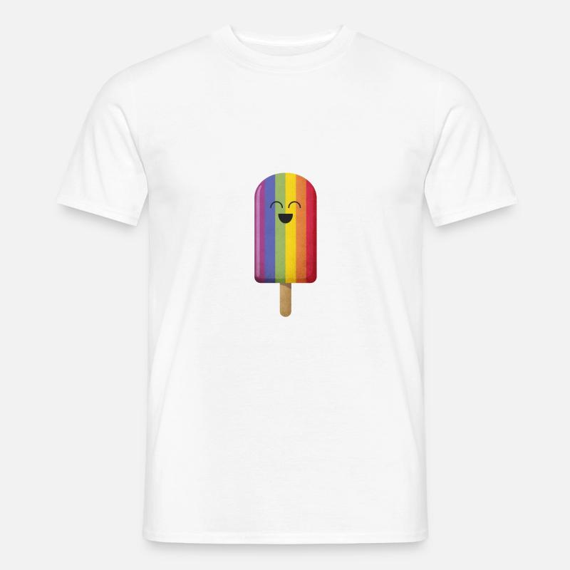 Regenbogen Eis vertikal - Männer T-Shirt - Weiß