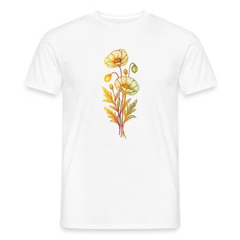 Style minimaliste d’art en ligne de coquelicot - T-shirt homme - blanc - Devant - AI Model Male 178 dark (178cm)