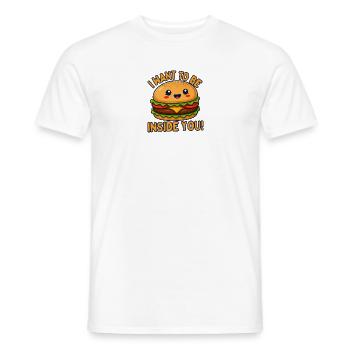 Süßer Burger Cartoon mit Spruch - Männer T-Shirt - Weiß - Vorne - AI Model Male 178 dark (178cm)