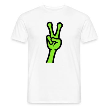 Alien Hand Peace Zeichen Icon - Männer T-Shirt - Weiß - Vorne - AI Model Male 178 dark (178cm)