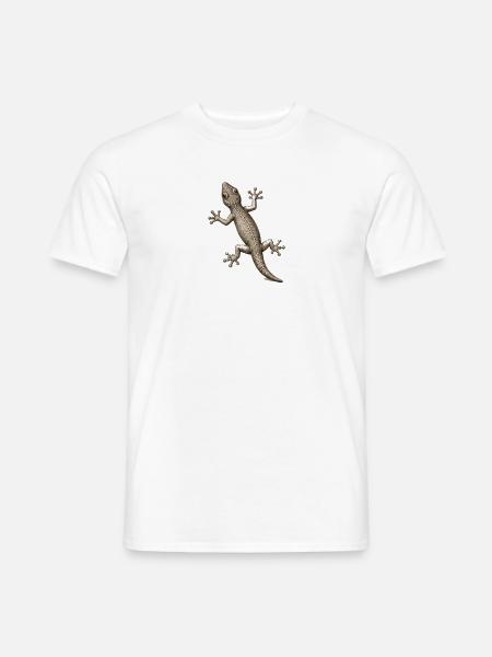 GEEKLEY – Bestiary – Gecko - Männer T-Shirt - Weiß