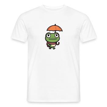 Comic Wetterforsch Frosch Wettermann Regenschirm - Männer T-Shirt - Weiß - Vorne - AI Model Male 178 dark (178cm)