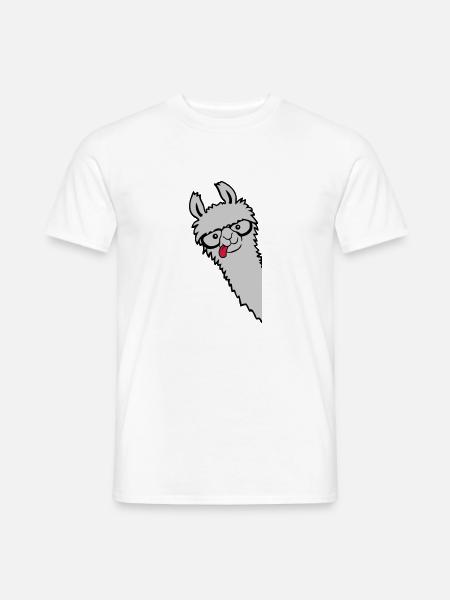 Nerd Horn Glasses Lama - Men's T-Shirt - white