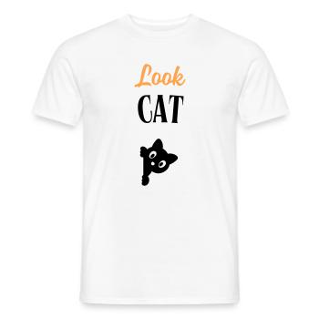 Look Cat - T-shirt homme - blanc - Devant - AI Model Male 178 dark (178cm)