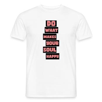 Qu’est-ce qui rend ton âme heureuse - T-shirt homme - blanc - Devant - AI Model Male 178 dark (178cm)