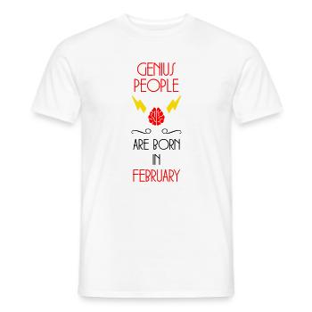 les génies naissent en Février - Anniversaire - T-shirt homme - blanc - Devant - AI Model Male 178 dark (178cm)
