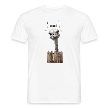WHAT? – Lustiger verwirrter Vogelstrauß - Männer T-Shirt - Weiß - Vorne - AI Model Male 178 dark (178cm)
