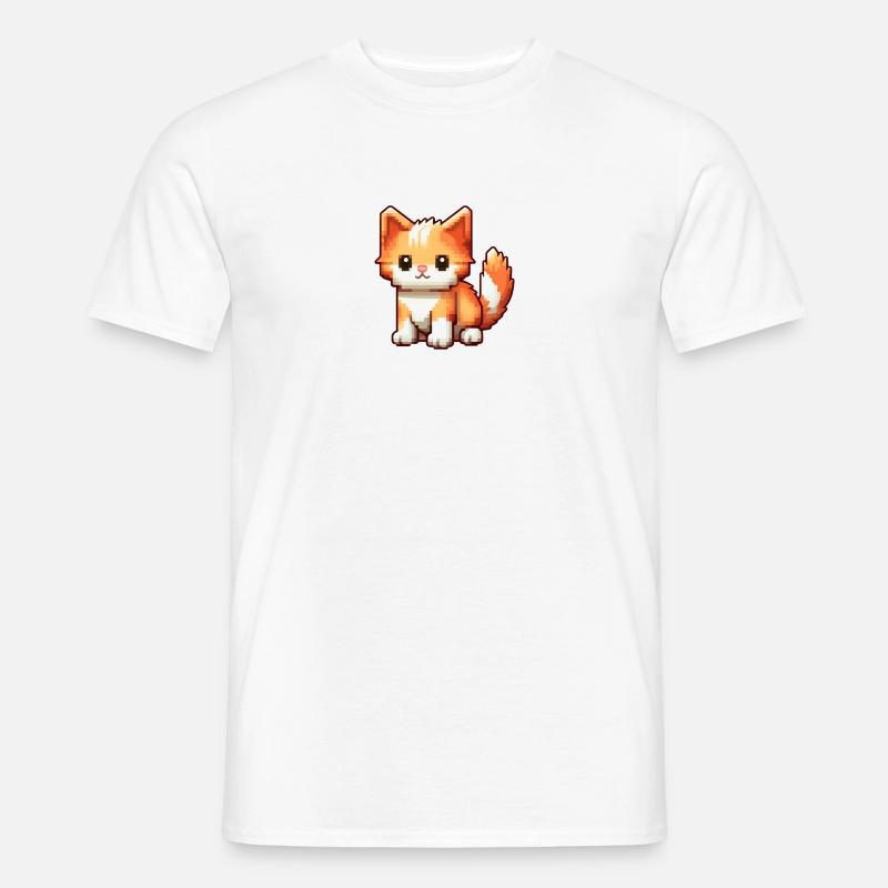 Pixel Katze - Männer T-Shirt - Weiß