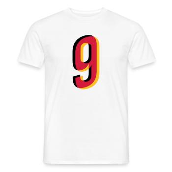 Number 9 Germany jersey number black red gold - Men's T-Shirt - white - Front - AI Model Male 178 dark (178cm)