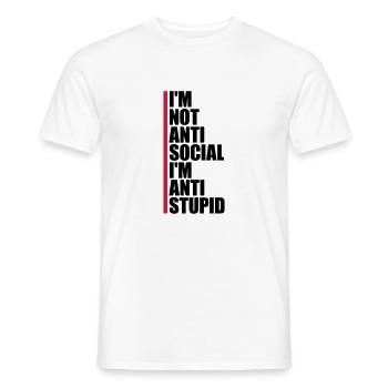 not antisocial anti stupid - Männer T-Shirt - Weiß - Vorne - AI Model Male 178 dark (178cm)