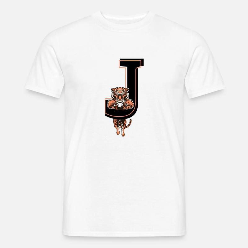 Tiger j Brief - Geschenkidee - Männer T-Shirt - Weiß