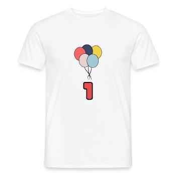 1. 1 YEAR. 1ST ANNIVERSARY. BIRTHDAY 1 YEAR - Men's T-Shirt - white - Front - AI Model Male 178 dark (178cm)