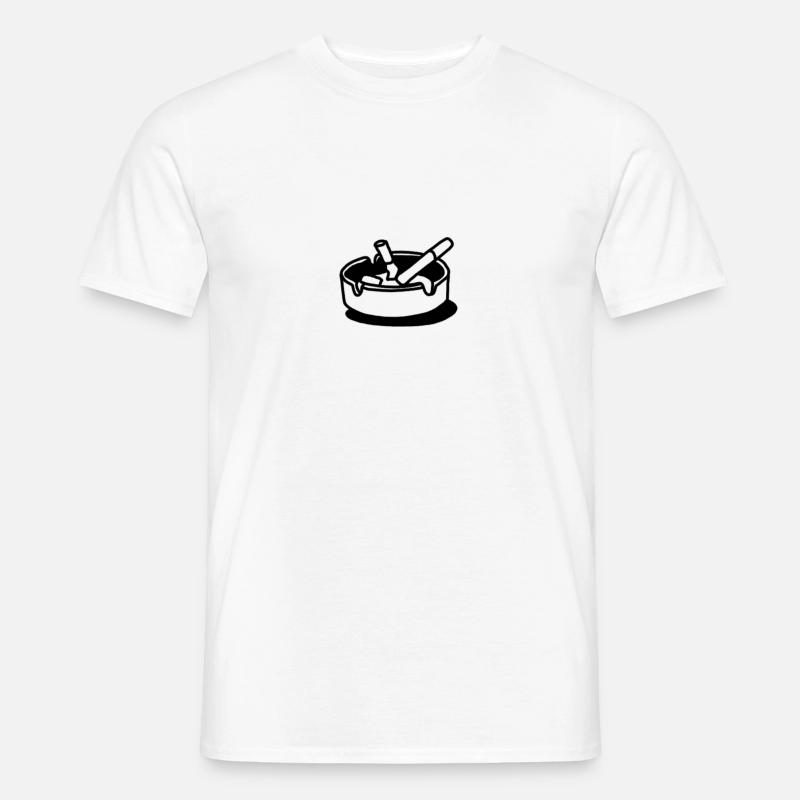 Aschenbecher mit Zigarette Design - Männer T-Shirt - Weiß