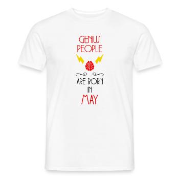 les génies naissent en Mai - Cadeau de Naissance - T-shirt homme - blanc - Devant - AI Model Male 178 dark (178cm)