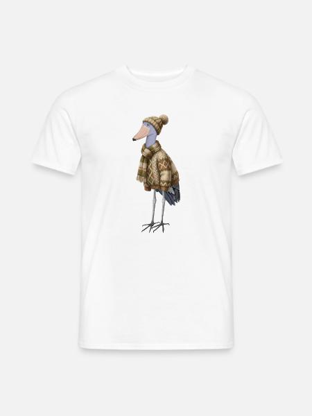Schuhschnabel im Strickpullover Winter Weihnachten - Männer T-Shirt - Weiß
