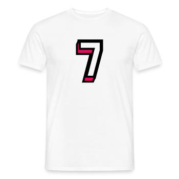 7 YEARS. 7th ANNIVERSARY. BIRTHDAY 7 YEARS. 7 - Men's T-Shirt - white - Front - AI Model Male 178 dark (178cm)