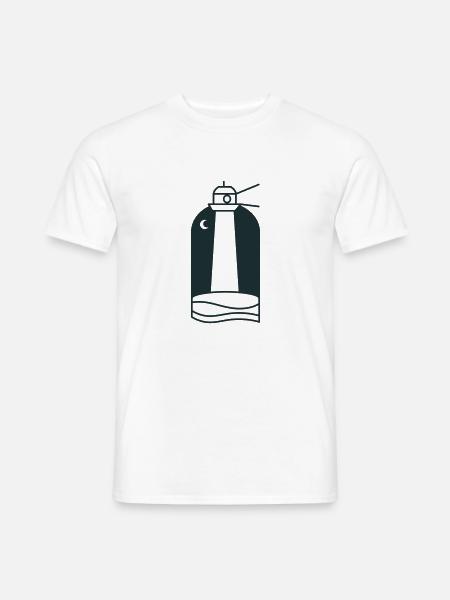 Nachtleuchtturm mit Mondsichel - Männer T-Shirt - Weiß