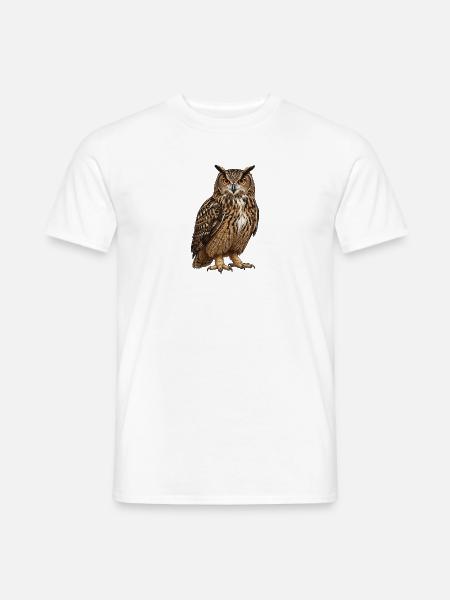 Uhu – Vogelillustration - Männer T-Shirt - Weiß
