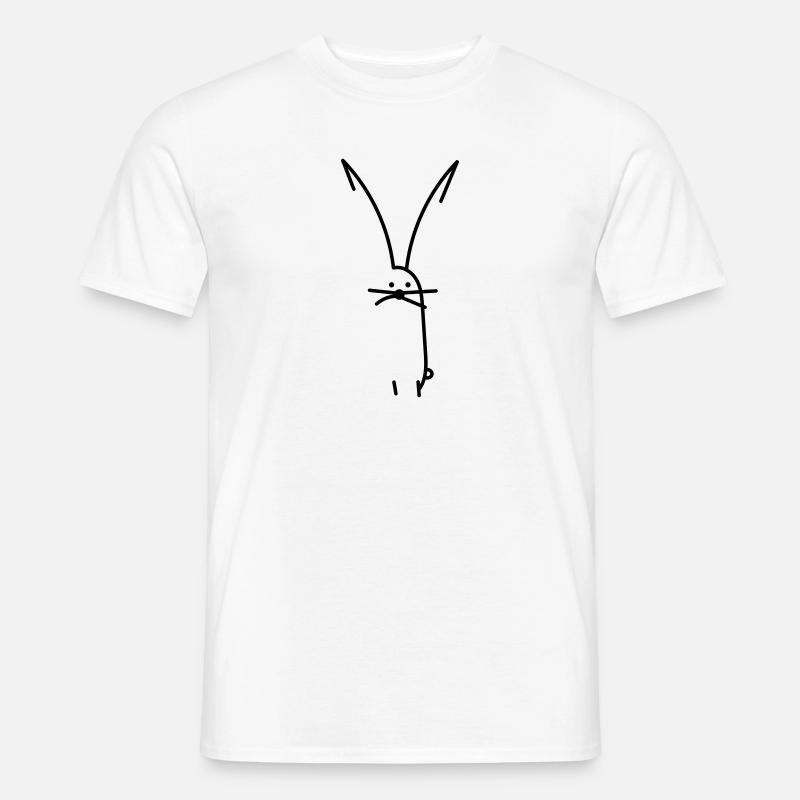 Hase Minimalismus Strichmännchen - Männer T-Shirt - Weiß
