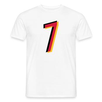 7 Numéro Allemagne maillot numéro noir or rouge - T-shirt homme - blanc - Devant - AI Model Male 178 dark (178cm)