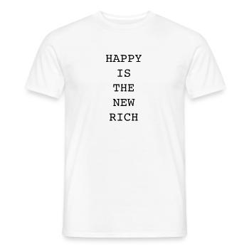 happy is the new rich - Men's T-Shirt - white - Front - AI Model Male 178 dark (178cm)