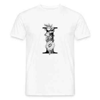 Blumen schwarz-weiß Buchstabe i - Männer T-Shirt - Weiß - Vorne - AI Model Male 178 dark (178cm)