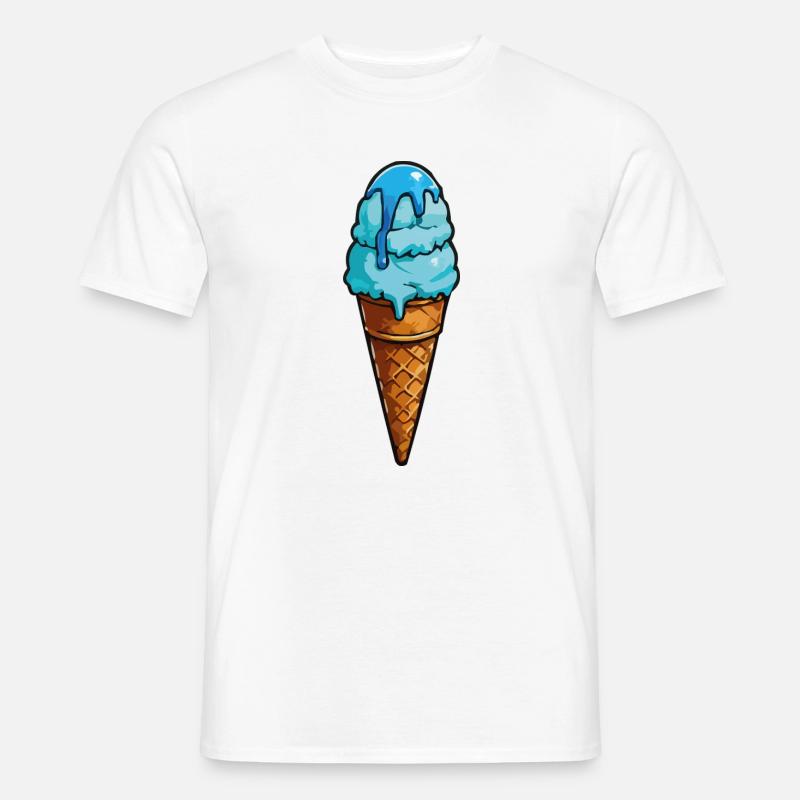 Blaues Eiscreme Cartoon Eiswaffel - Männer T-Shirt - Weiß