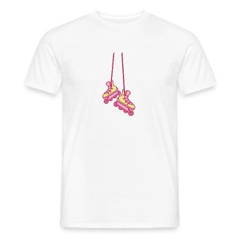 hanging rollerblades in pinks cute RETRO - Men's T-Shirt - white - Front - AI Model Male 178 dark (178cm)