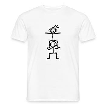 Exploit acrobatique entre amis père et fils - T-shirt homme - blanc - Devant - AI Model Male 178 dark (178cm)